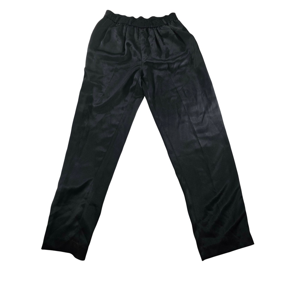 VTG Liz Claiborne Black Triacetate Satin Look Pull-On Pants Relaxed Fit w/Pocket - Picture 4 of 9